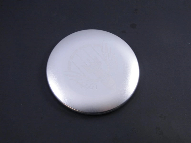 Silver HR circle on black background