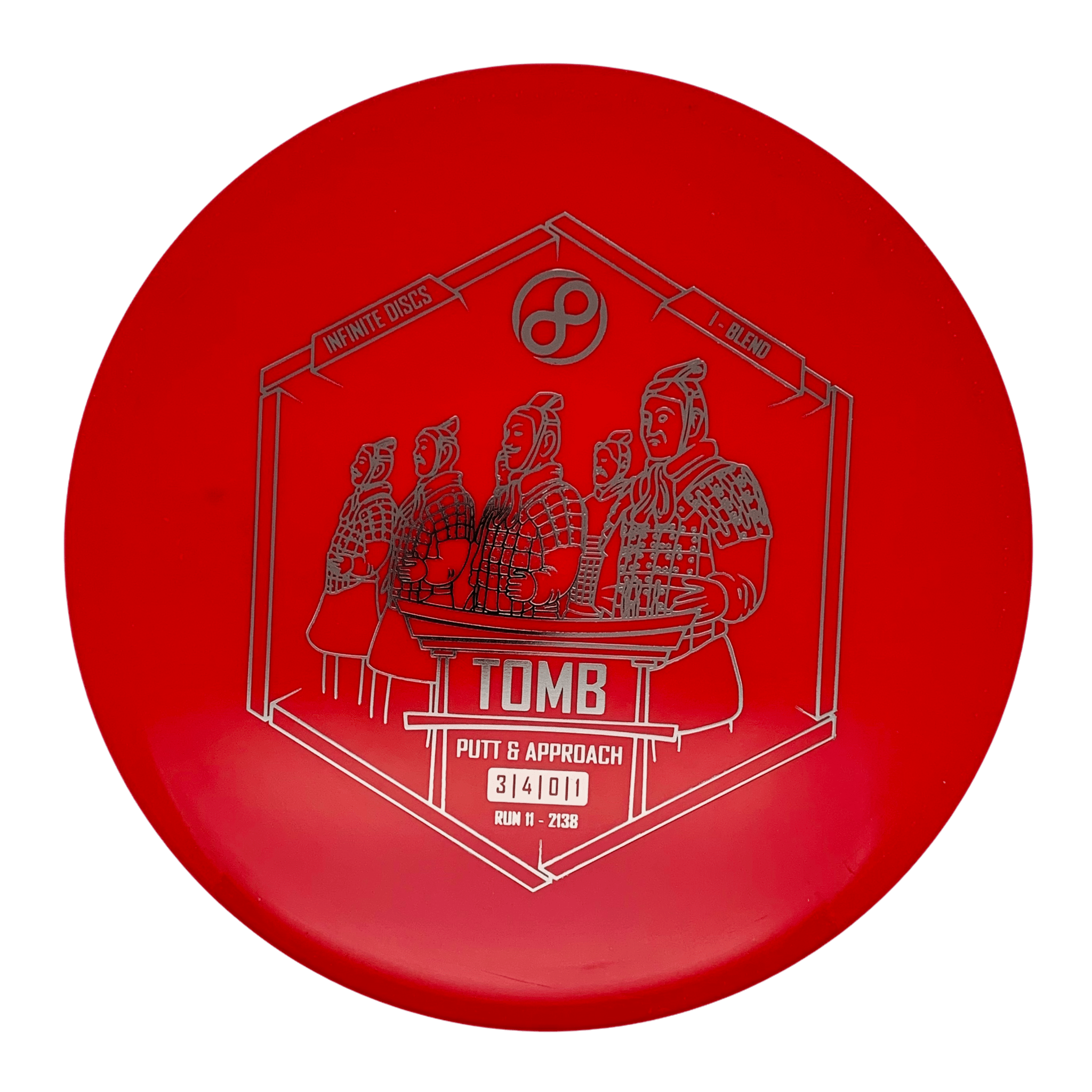 Red Infinite Discs Tomb I-Blend disc golf putter