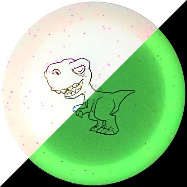 Glow-in-the-dark T-Rex disc golf disc