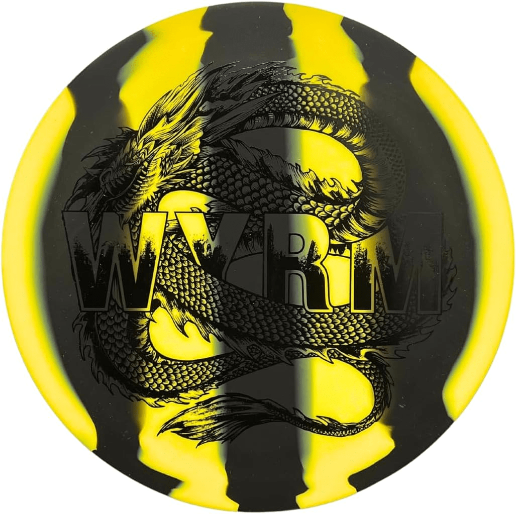Black and yellow Wyrm disc golf disc