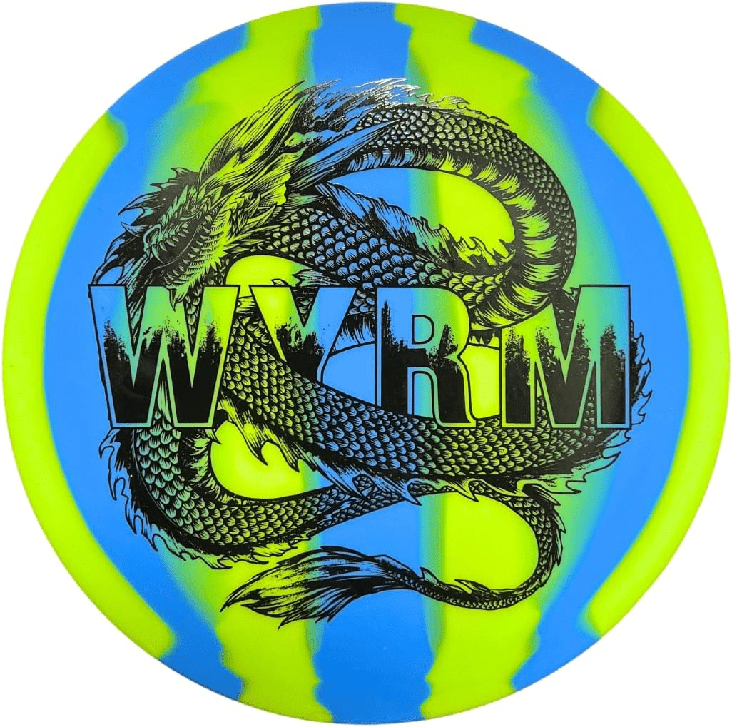 Blue and green Wyrm disc golf disc