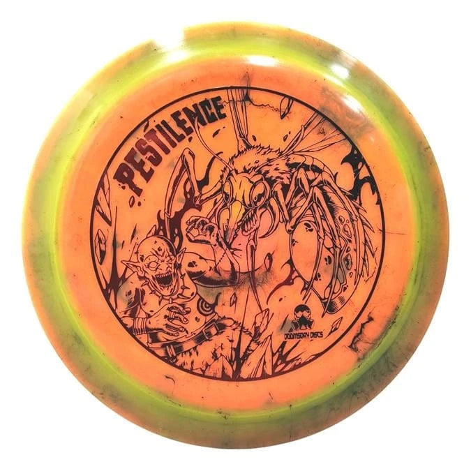 Doomsday Pestilence disc golf disc with graphic.