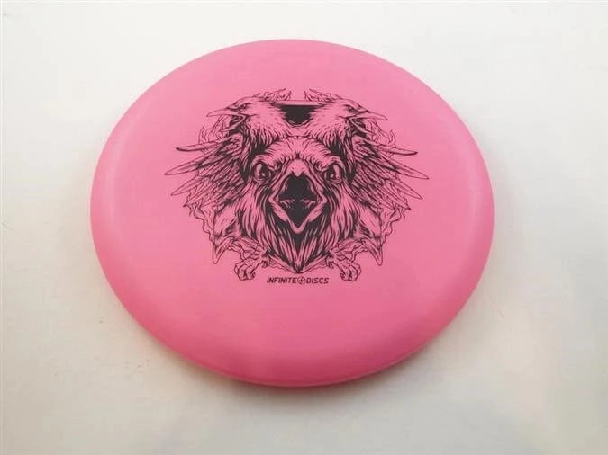 Infinite Discs Dblend pink disc golf disc with raven graphic