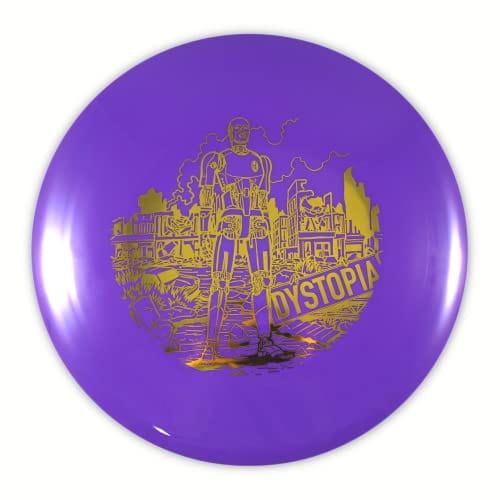 Purple Dystopia disc golf disc with robot design